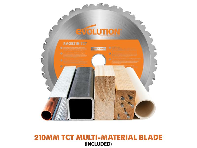 Evolution R210SMS+ Pro Multi-Material Sliding Mitre Saw 210mm 1500W 240V Evolution