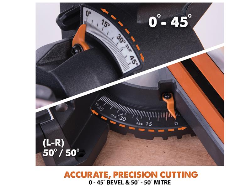 Evolution R210SMS+ Pro Multi-Material Sliding Mitre Saw 210mm 1500W 240V Evolution
