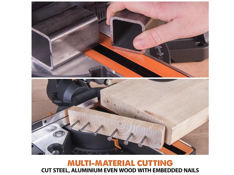 Evolution R210SMS+ Pro Multi-Material Sliding Mitre Saw 210mm 1500W 240V Evolution