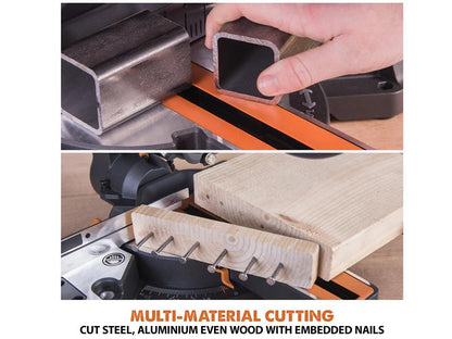 Evolution R210SMS+ Pro Multi-Material Sliding Mitre Saw 210mm 1500W 240V Evolution