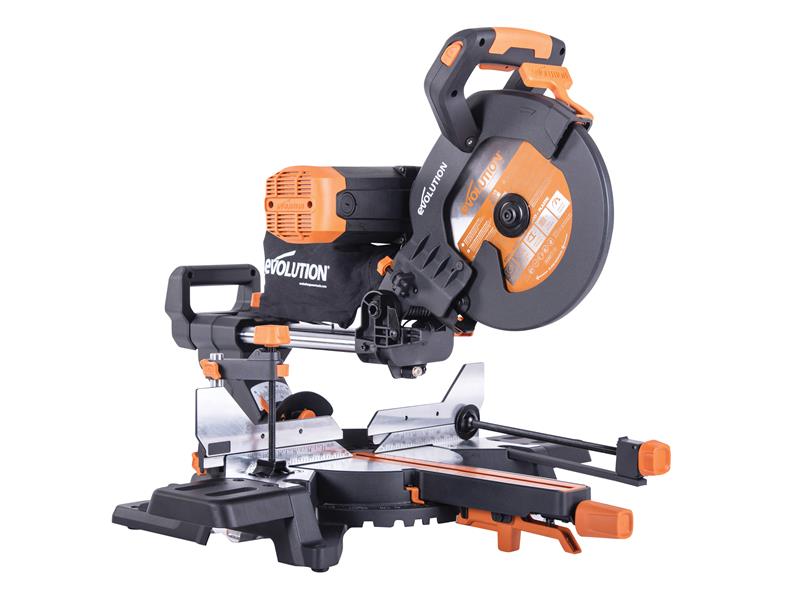 Evolution R255SMS-DB+ Multi-Material Sliding Mitre Saw 255mm 1600W 110V Evolution