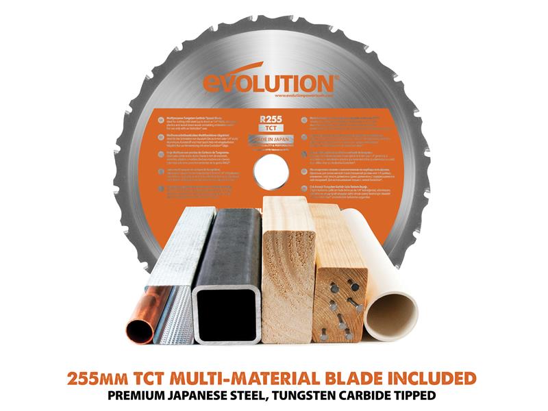 Evolution R255SMS+ Pro Multi-Material Sliding Mitre Saw 255mm 2000W 240V Evolution