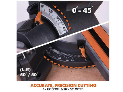 Evolution R255SMS+ Pro Multi-Material Sliding Mitre Saw 255mm 2000W 240V Evolution