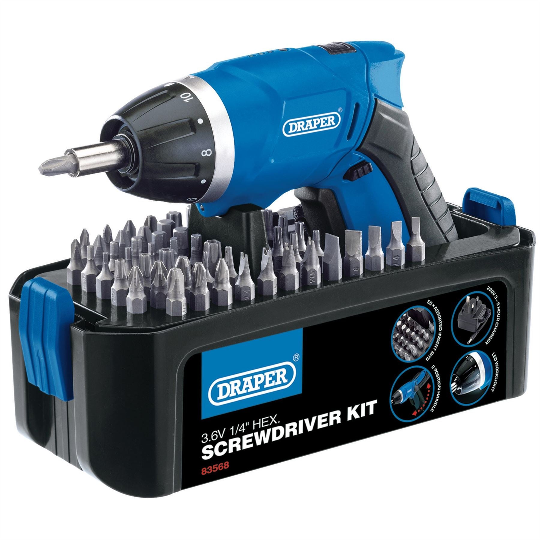 Draper 83568 3.6V Cordless Li-ion Screwdriver Kit Draper