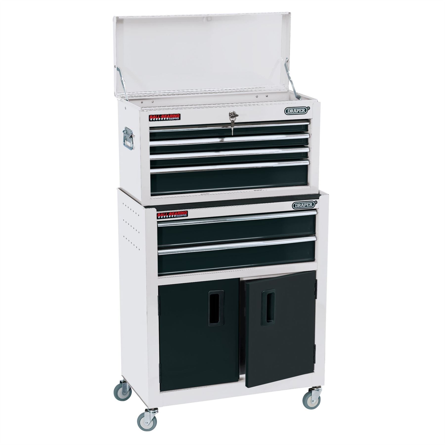 Draper 19576 Combined Roller Cabinet and Tool Chest 6 Drawer 24" White Draper