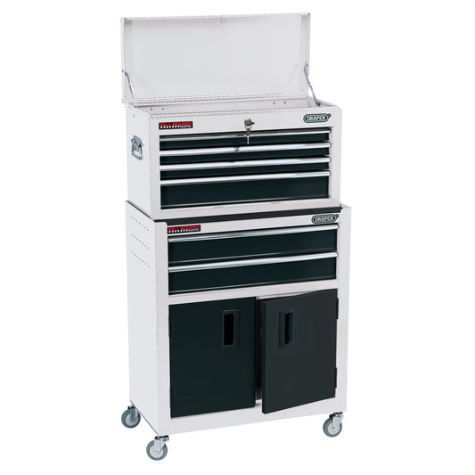 Draper 19576 Combined Roller Cabinet and Tool Chest 6 Drawer 24" White Draper