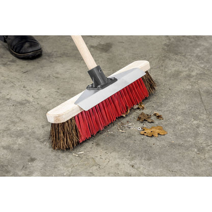 Sealey BM16SC Heavy-Duty Stiff/Hard Bristle Broom with Scraper 16"(405mm) Sealey