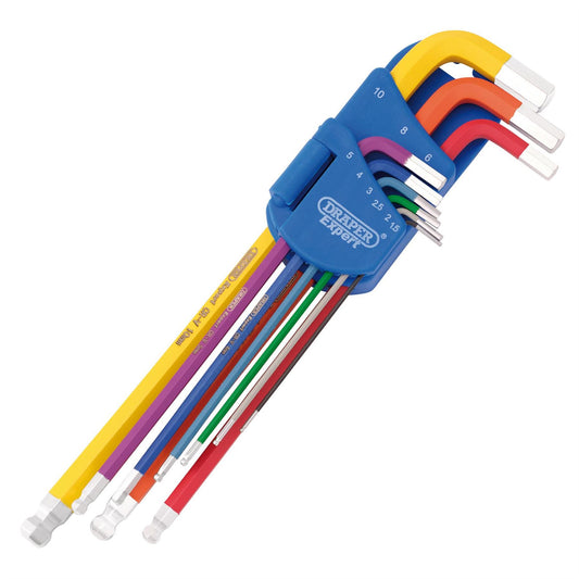 Draper 66134 Expert Metric Extra Long Hex. and Ball End Key Set Colour Coded 9 Piece Draper