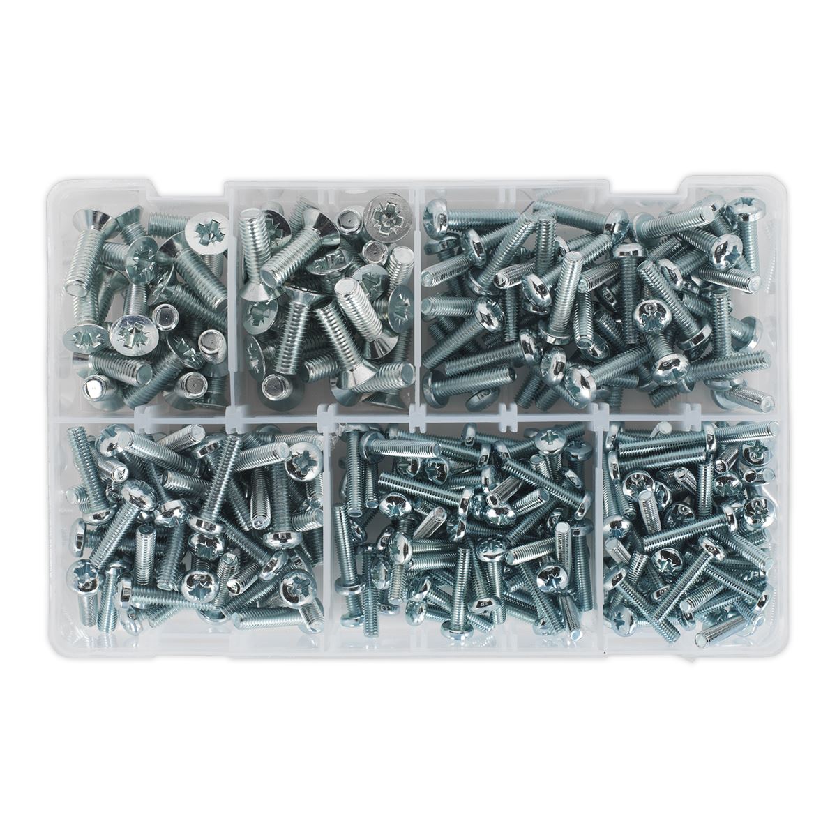 Sealey AB054MS Machine (Body) Screw Assortment 264pc M5-M8 Countersunk & Pan Head Pozi - Metric Sealey