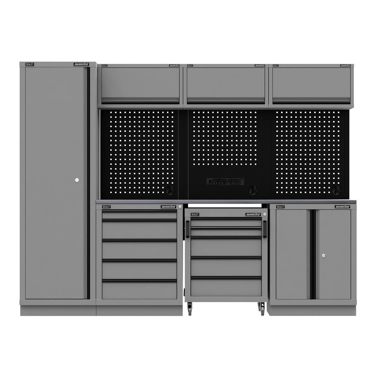Sealey APMSBESTACK02SS Superline PRO® Black Edition Storage System with Stainless Worktop 2.64m Sealey