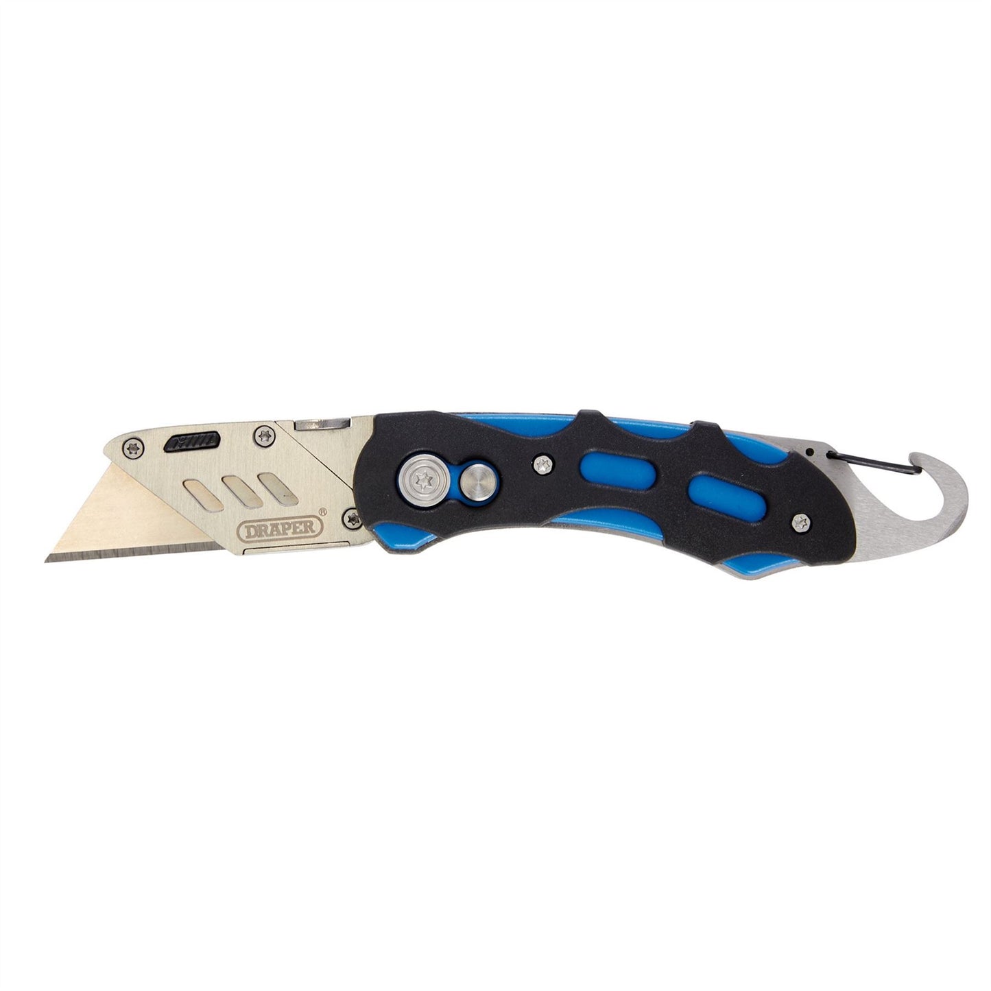 Draper 24383 Folding Trimming Knife with Belt Clip Blue Draper
