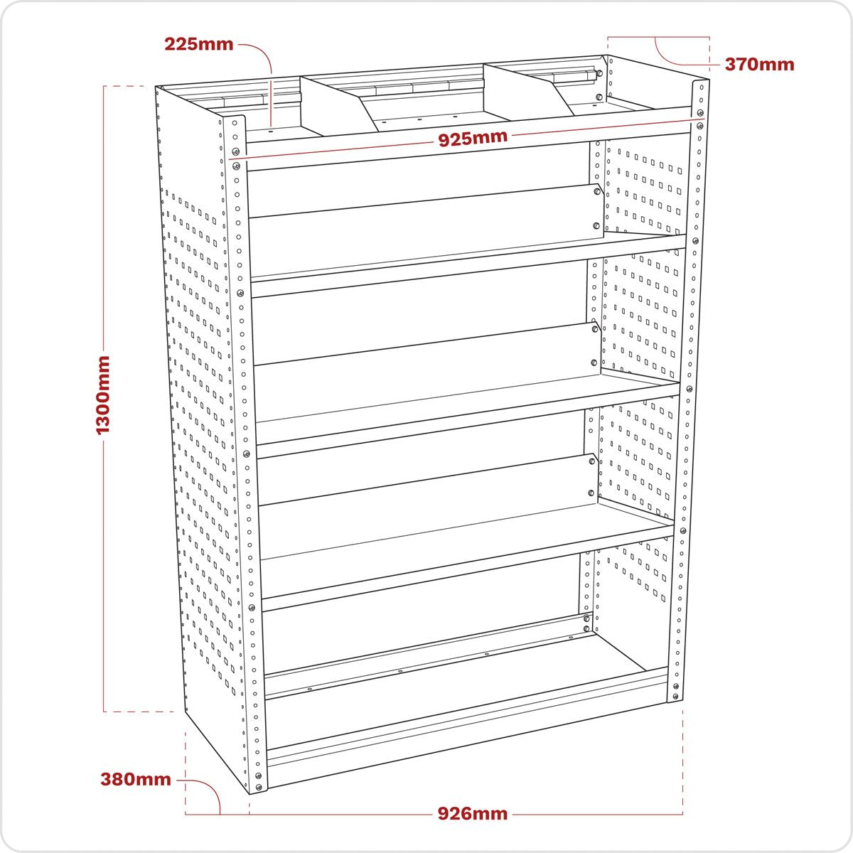 Sealey APMSV02 Modular Slanted Shelf Van Storage Unit 925mm Sealey