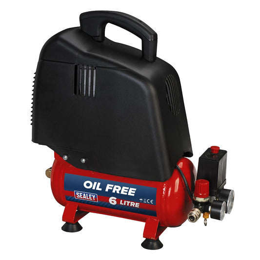 Sealey SAC00615 Air Compressor 6L Belt Drive 1.5hp Oil Free Sealey