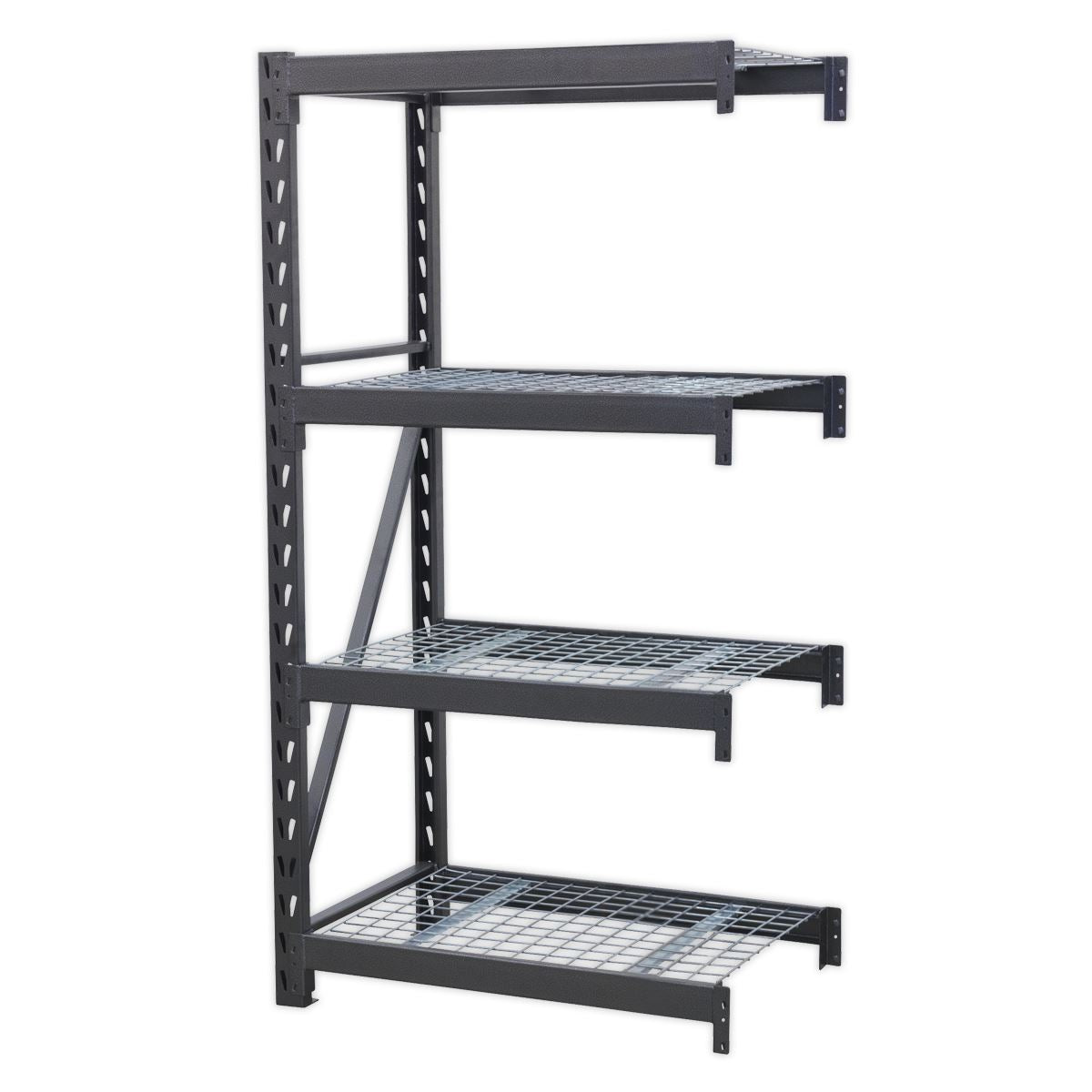 Sealey AP6372E Heavy-Duty Racking Extension Pack with 4 Mesh Shelves 640kg Capacity Per Level Sealey