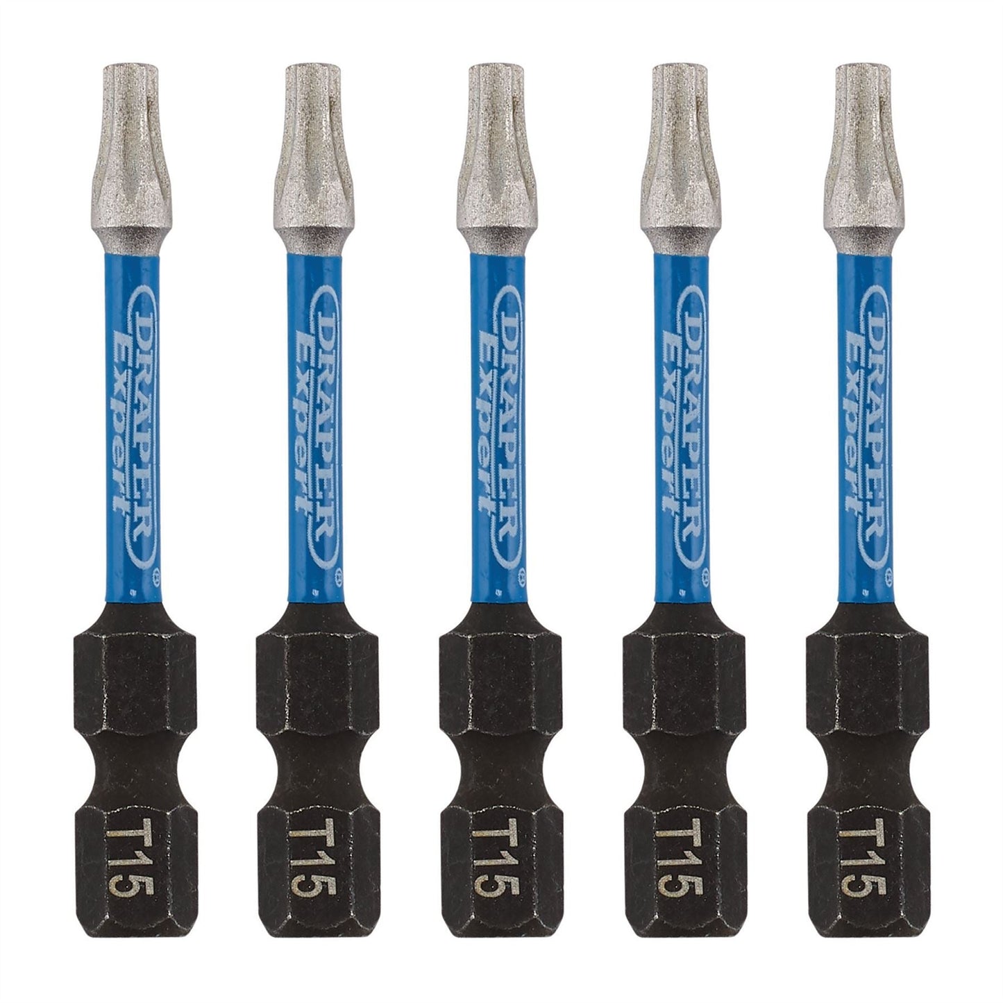 Draper 05651 Expert TX-STAR® Impact Screwdriver Bits T15 x 50mm 1/4" Hex Pack of 5 Draper