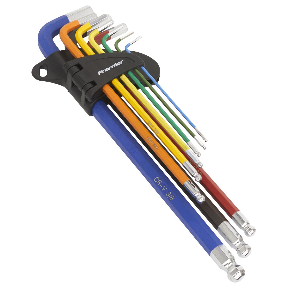 Sealey AK7198 Ball-End Hex Key Set Extra-Long 9pc Colour-Coded Imperial Sealey