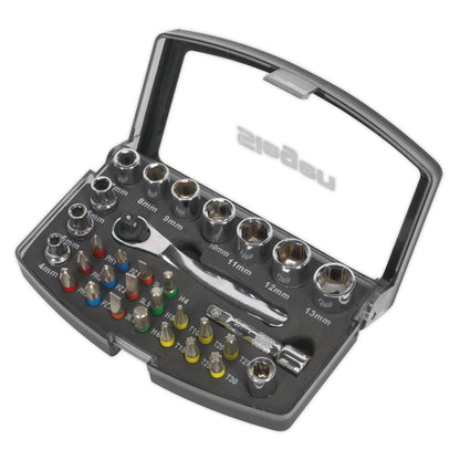 Siegen S01036 Socket & Bit Set 31pc 1/4"Sq Drive Siegen