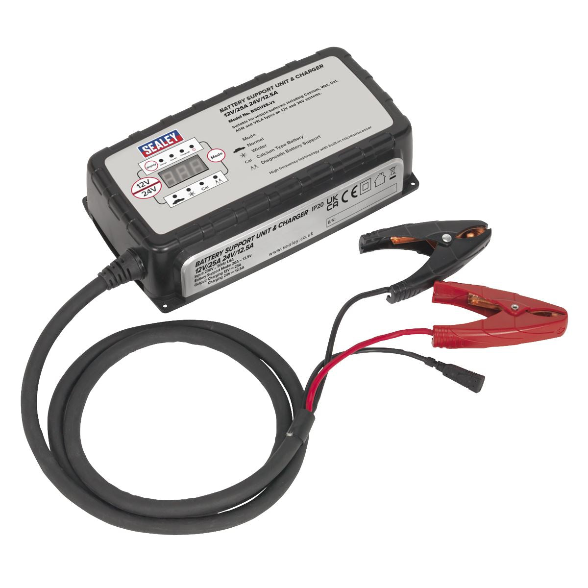 Sealey BSCU25 Battery Support Unit & Charger 12V-25A/24V-12.5A Sealey