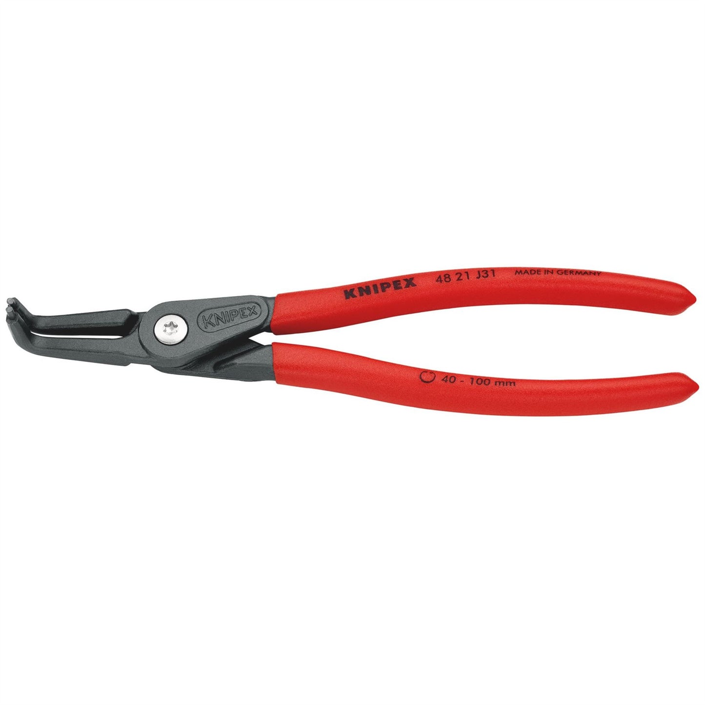 Knipex 75086 48 21 J31 SB Precision Circlip Pliers for internal circlips in bore holes with non-slip plastic coating grey atramentized 210mm Knipex