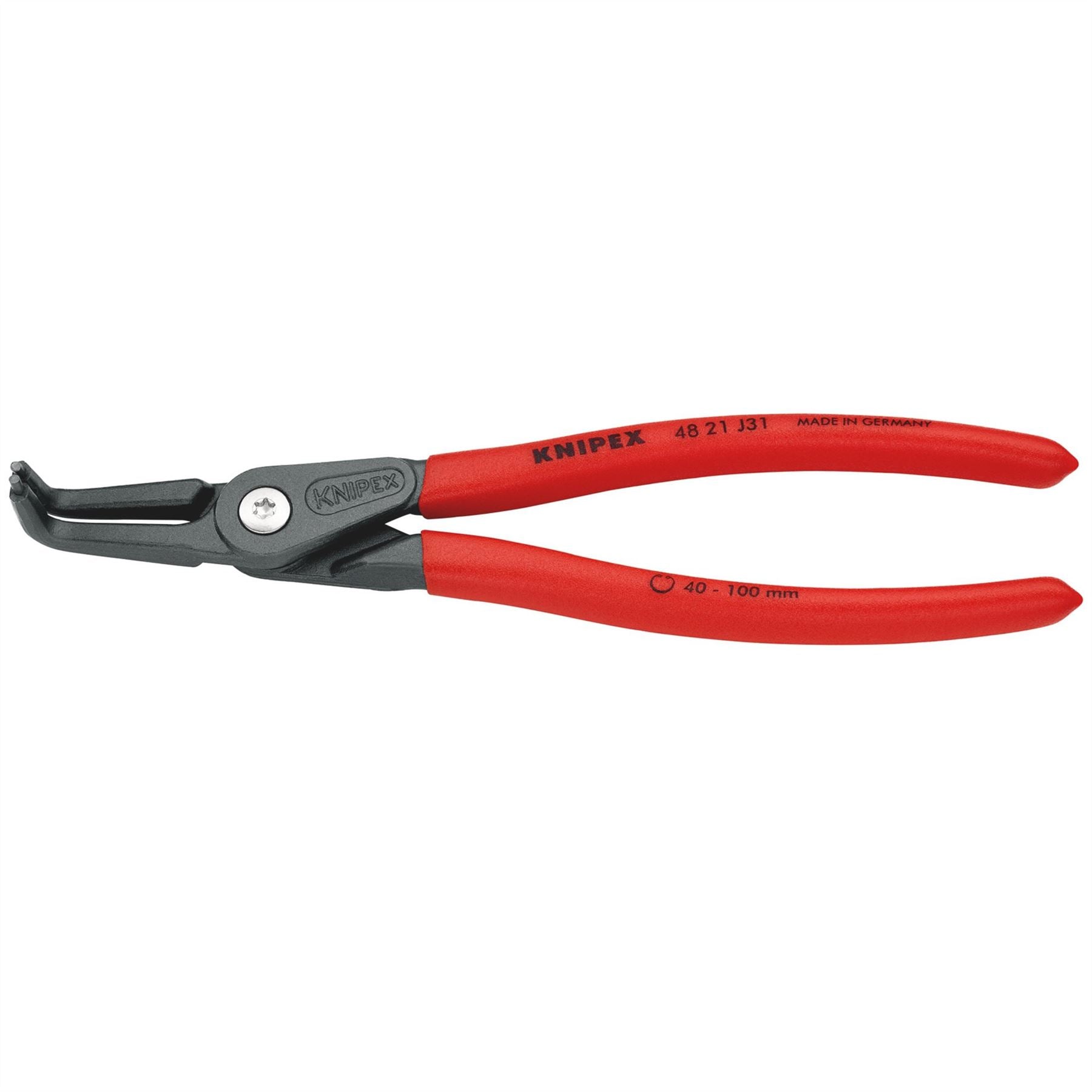 Knipex 75086 48 21 J31 SB Precision Circlip Pliers for internal circlips in bore holes with non-slip plastic coating grey atramentized 210mm Knipex