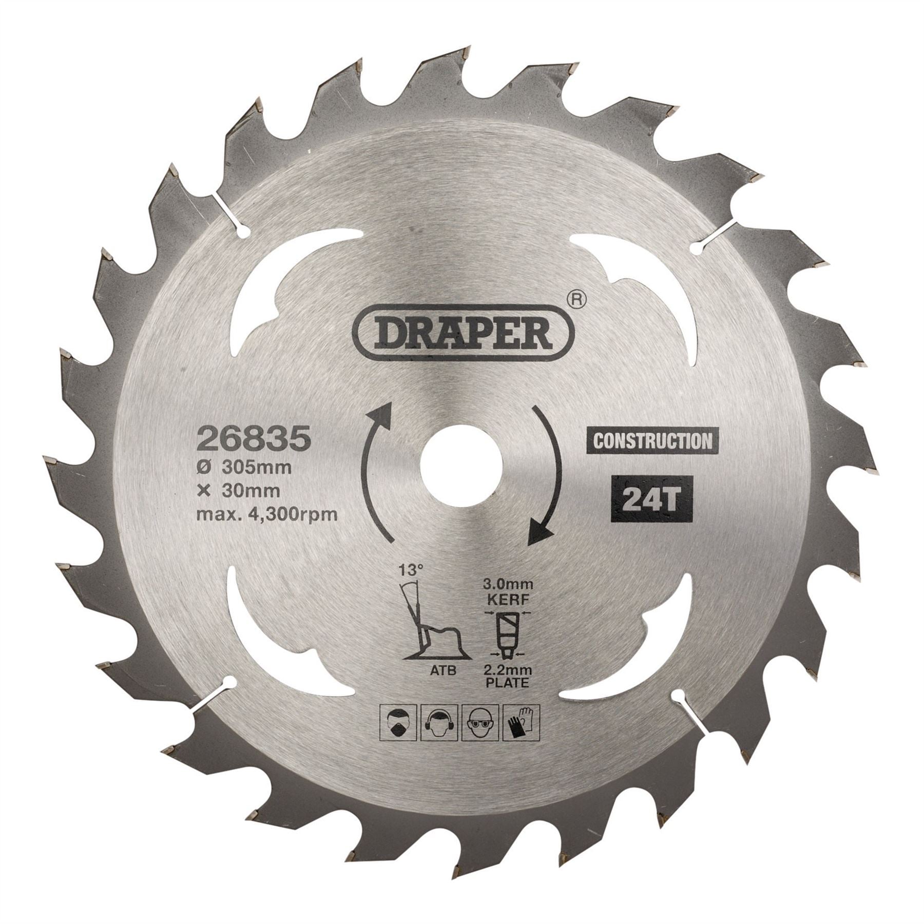 Draper 26835 TCT Construction Circular Saw Blade 305 x 30mm 24T Draper