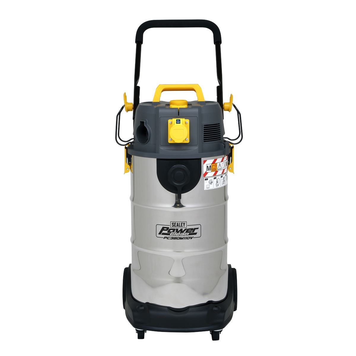 Sealey PC380M110V Vacuum Cleaner Industrial Dust-Free Wet/Dry 38L 1100W/110V Stainless Steel Drum M Class Filtration Sealey