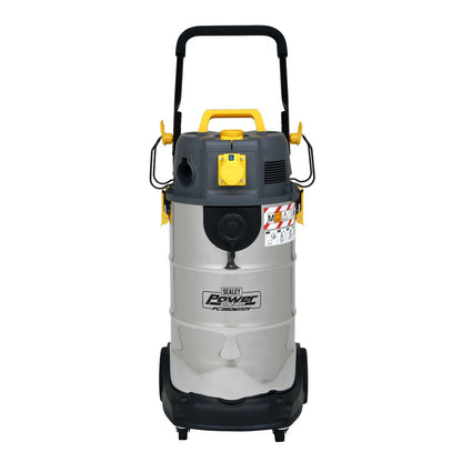 Sealey PC380M110V Vacuum Cleaner Industrial Dust-Free Wet/Dry 38L 1100W/110V Stainless Steel Drum M Class Filtration Sealey