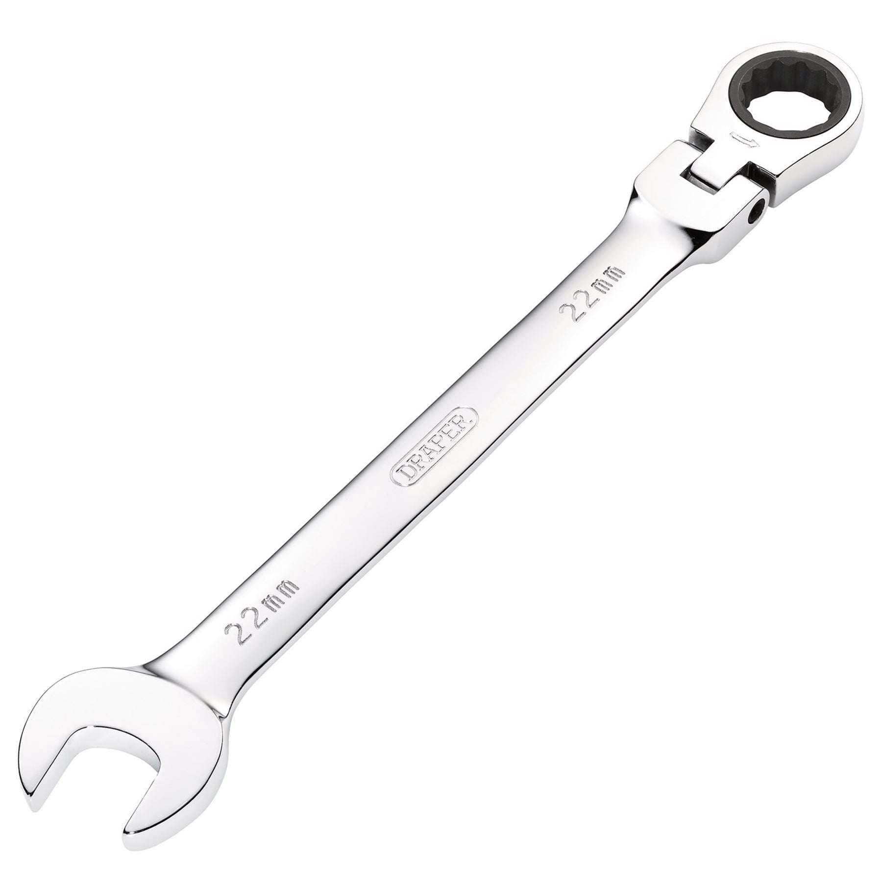 Draper 52024 HI-TORQ® Metric Flexible Head Ratcheting Combination Spanner 22mm Draper