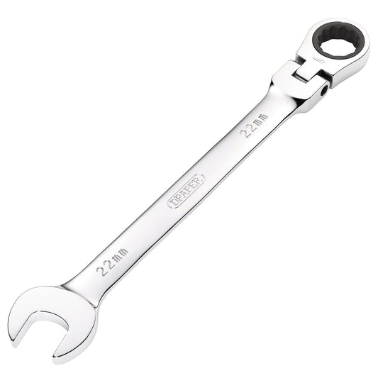 Draper 52024 HI-TORQ® Metric Flexible Head Ratcheting Combination Spanner 22mm Draper