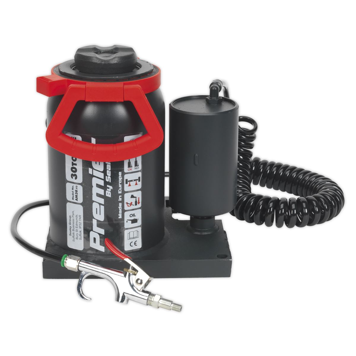 Sealey AM30 Premier Manual/Air Hydraulic Bottle Jack 30 Tonne Sealey