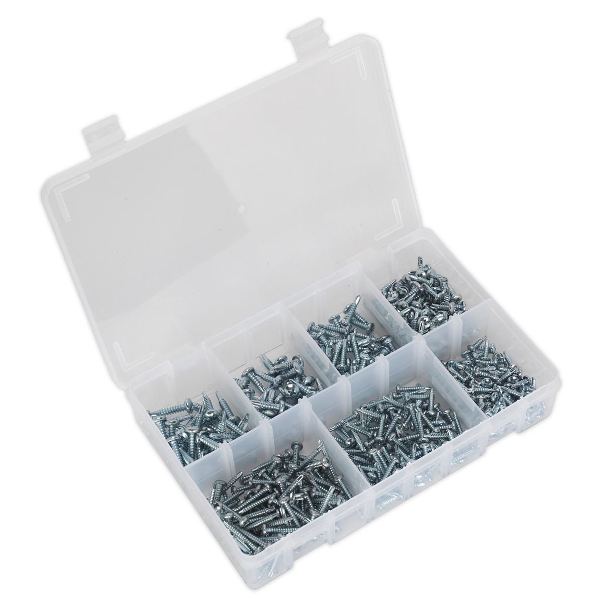 Sealey AB060SDS Self-Drilling Screw Assortment 500pc Pan Head Phillips Zinc Sealey
