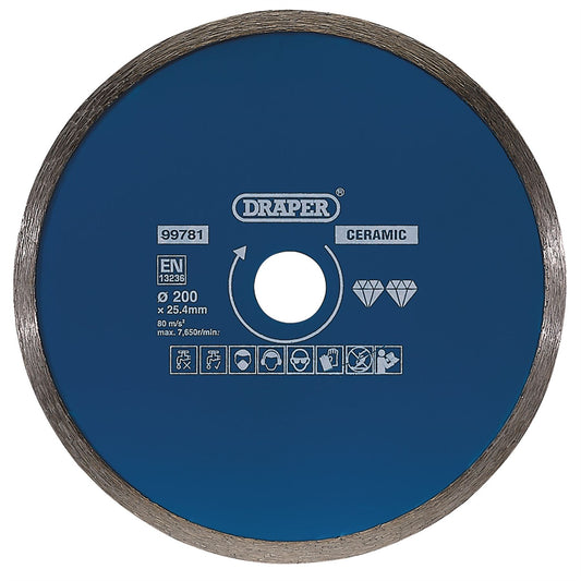 Draper 99781 Continuous Diamond Blade 200mm Draper