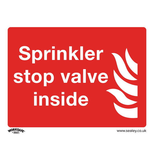 Sealey SS23V10 Safe Conditions Safety Sign - Sprinkler Stop Valve - Self-Adhesive Vinyl - Pack of 10 Sealey