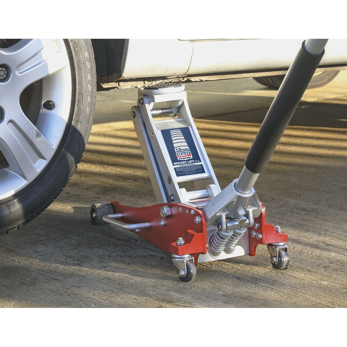 Sealey RJA1550 Premier Low Profile Aluminium Trolley Jack with Rocket Lift 1.5 Tonne Sealey
