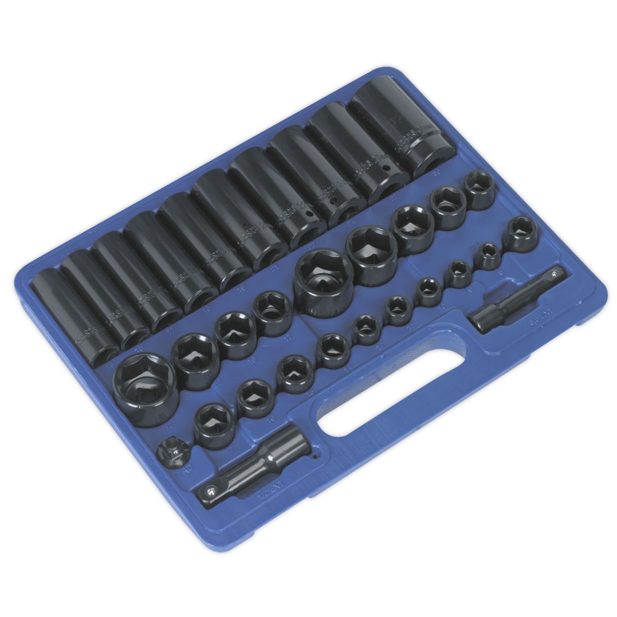 Sealey AK681 Impact Socket Set 32pc Standard/Deep 3/8" & 1/2"Sq Drive Metric/Imperial Sealey