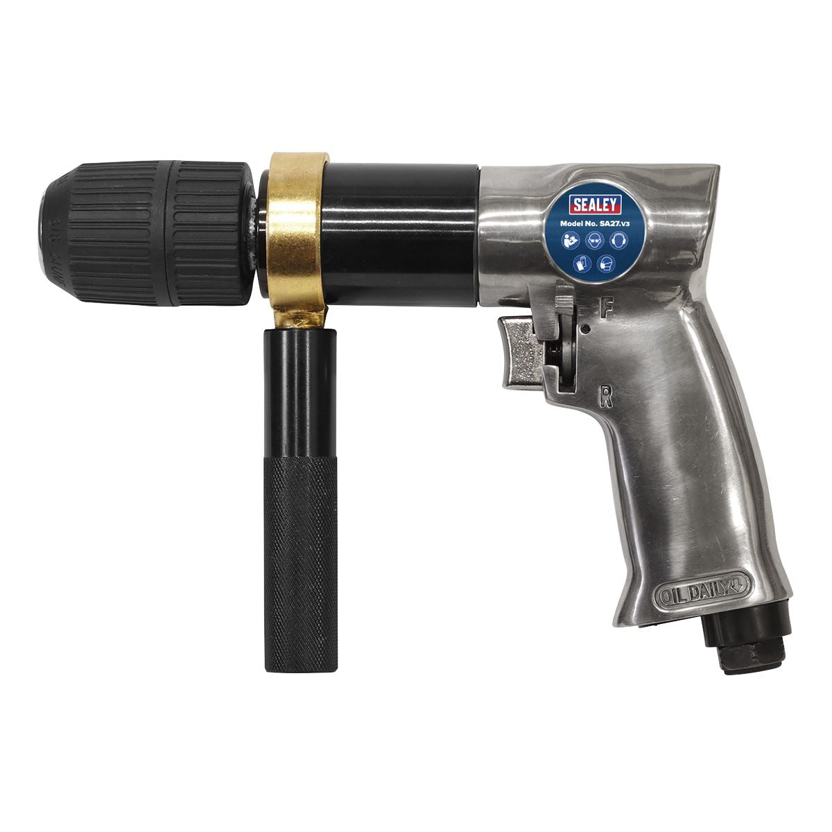 Sealey SA27 Air Drill Ø13mm 700rpm Reversible Keyless Chuck Sealey