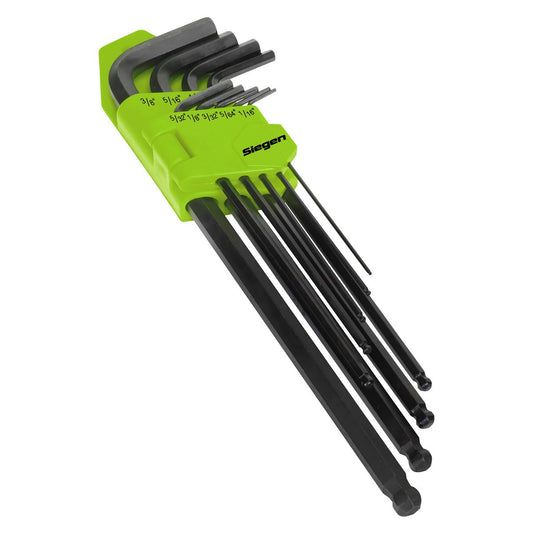 Siegen S01099 Ball-End Hex Key Set 9pc Extra-Long Imperial Siegen
