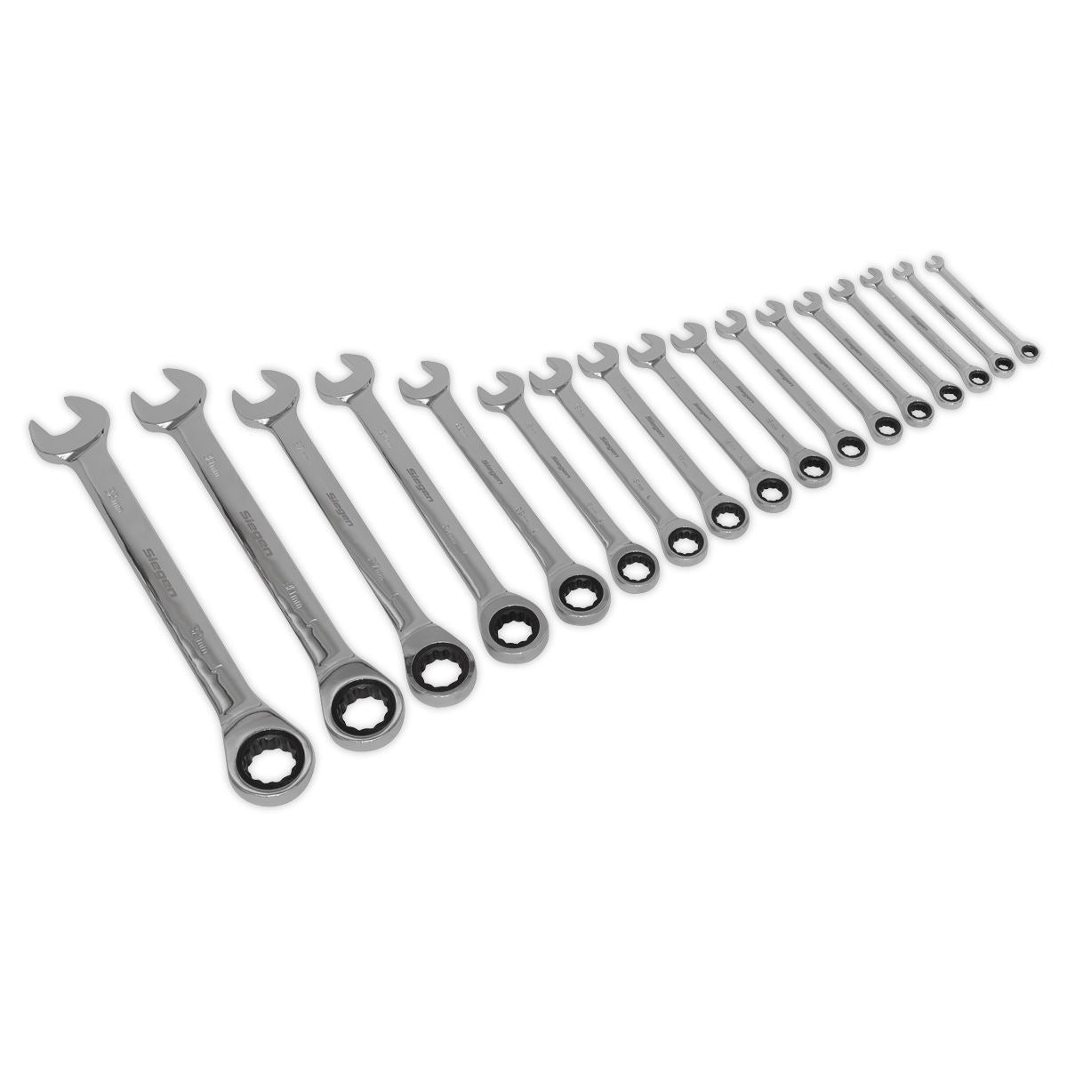 Siegen S01156 Combination Ratchet Spanner Set 17pc Metric Siegen