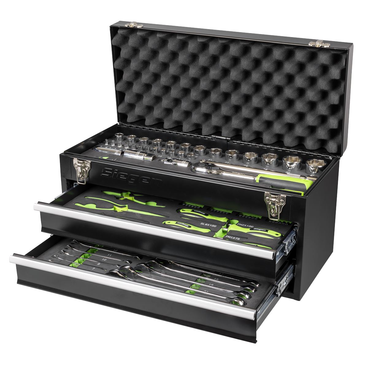 Siegen S01055 Portable Tool Chest 2 Drawer with 90pc Tool Kit Siegen