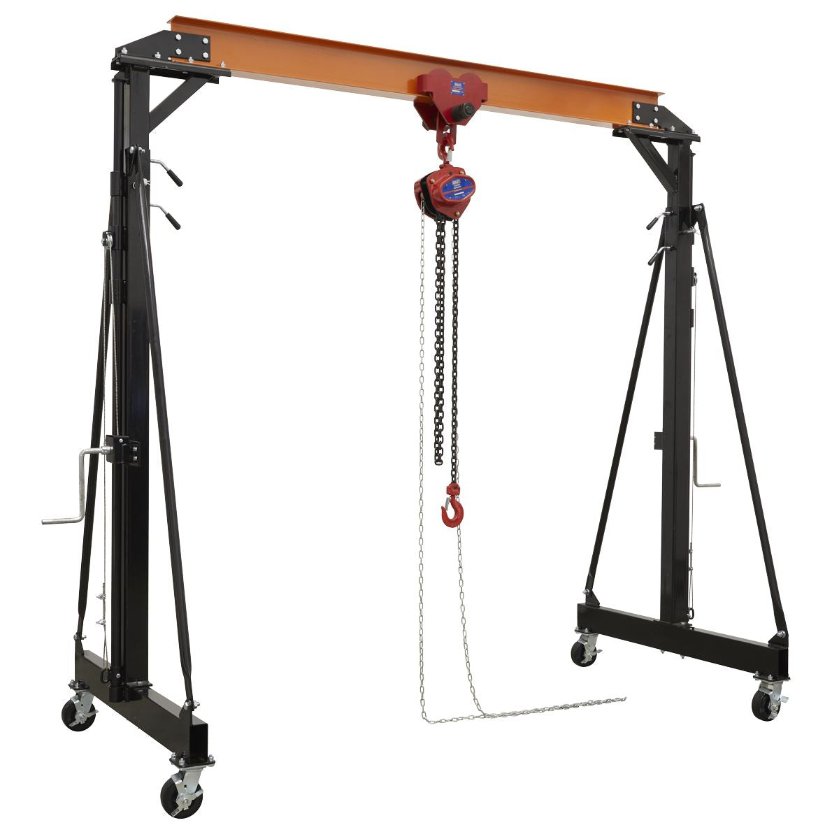 Sealey SG2000KIT Portable Adjustable Gantry Crane with Geared Trolley Combo 2 Tonne Sealey