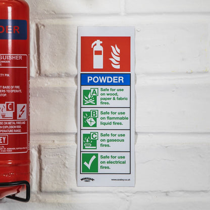 Sealey SS52V1 Safe Conditions Safety Sign - Powder Fire Extinguisher - Self-Adhesive Vinyl Sealey