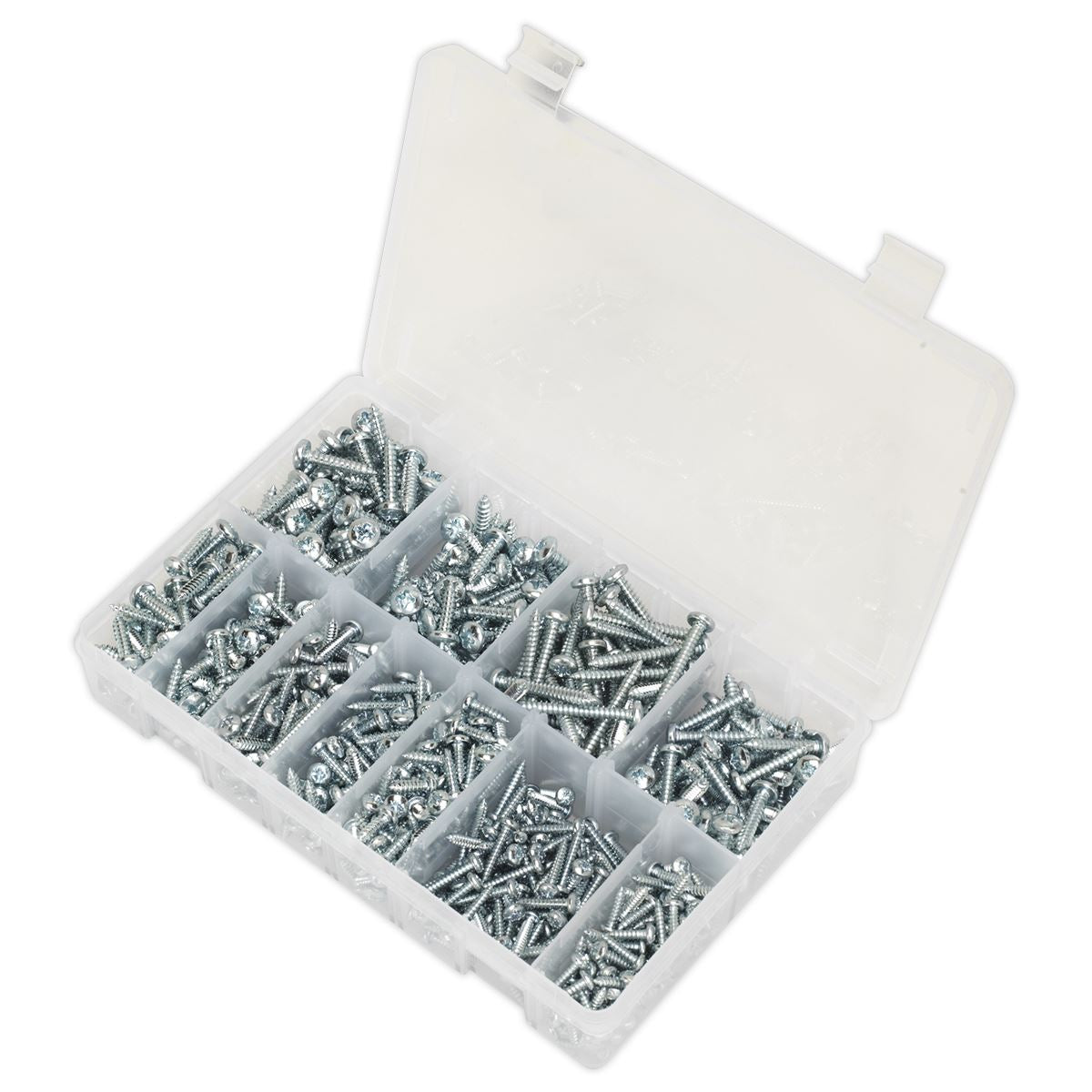 Sealey AB063STPH Self-Tapping Screw Assortment DIN 7981CZ 700pc Pan Head Pozi Zinc Sealey