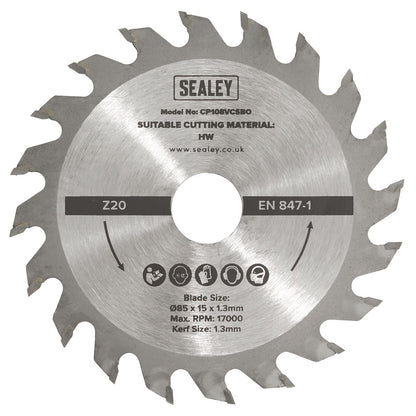 Sealey SM85B20 Circular Saw Blade  Ø85 x 15 x 1.3mm 20tpu Sealey