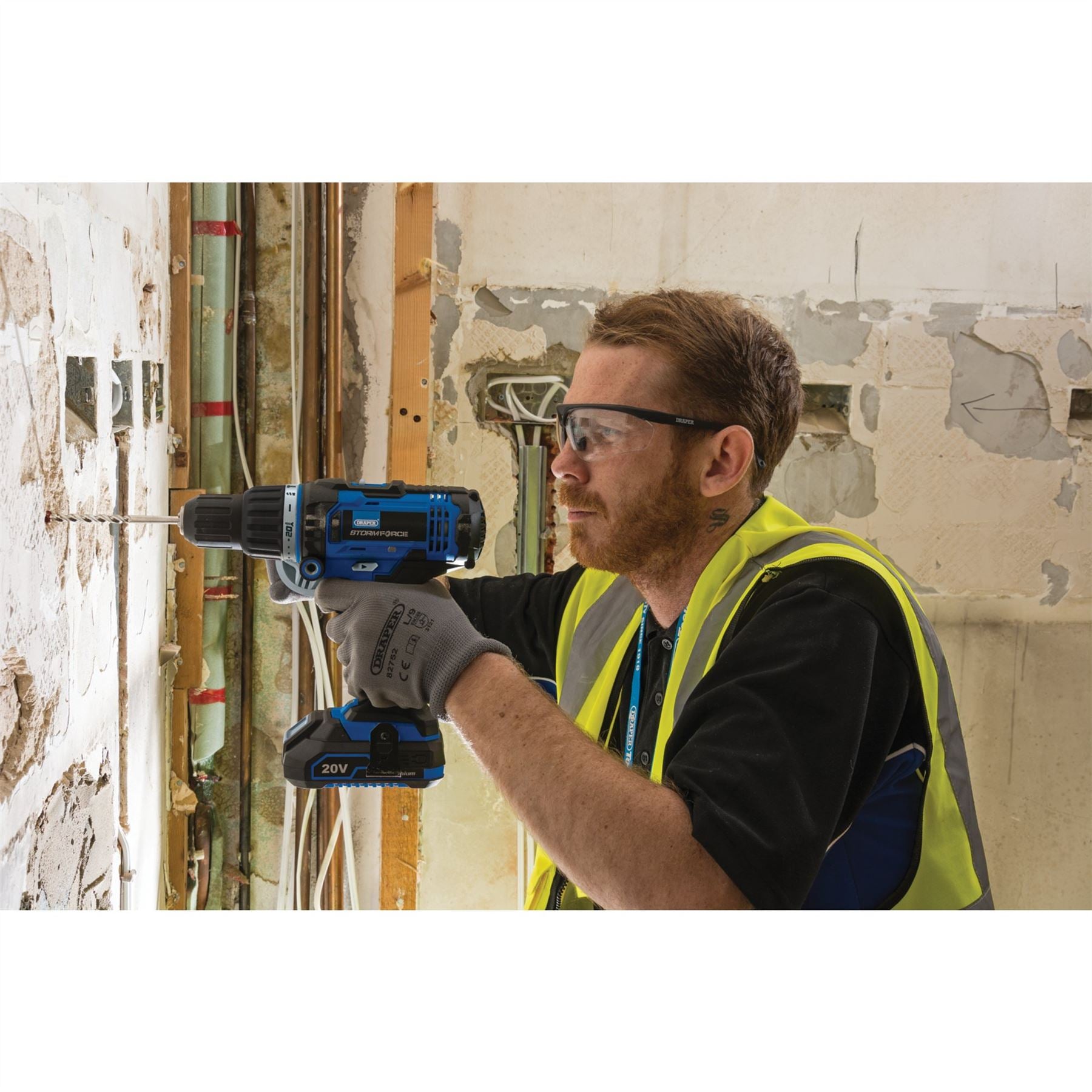 Draper 89523 Storm Force® 20V Combi Drill 2 x 2.0Ah Batteries 1 x Charger Draper