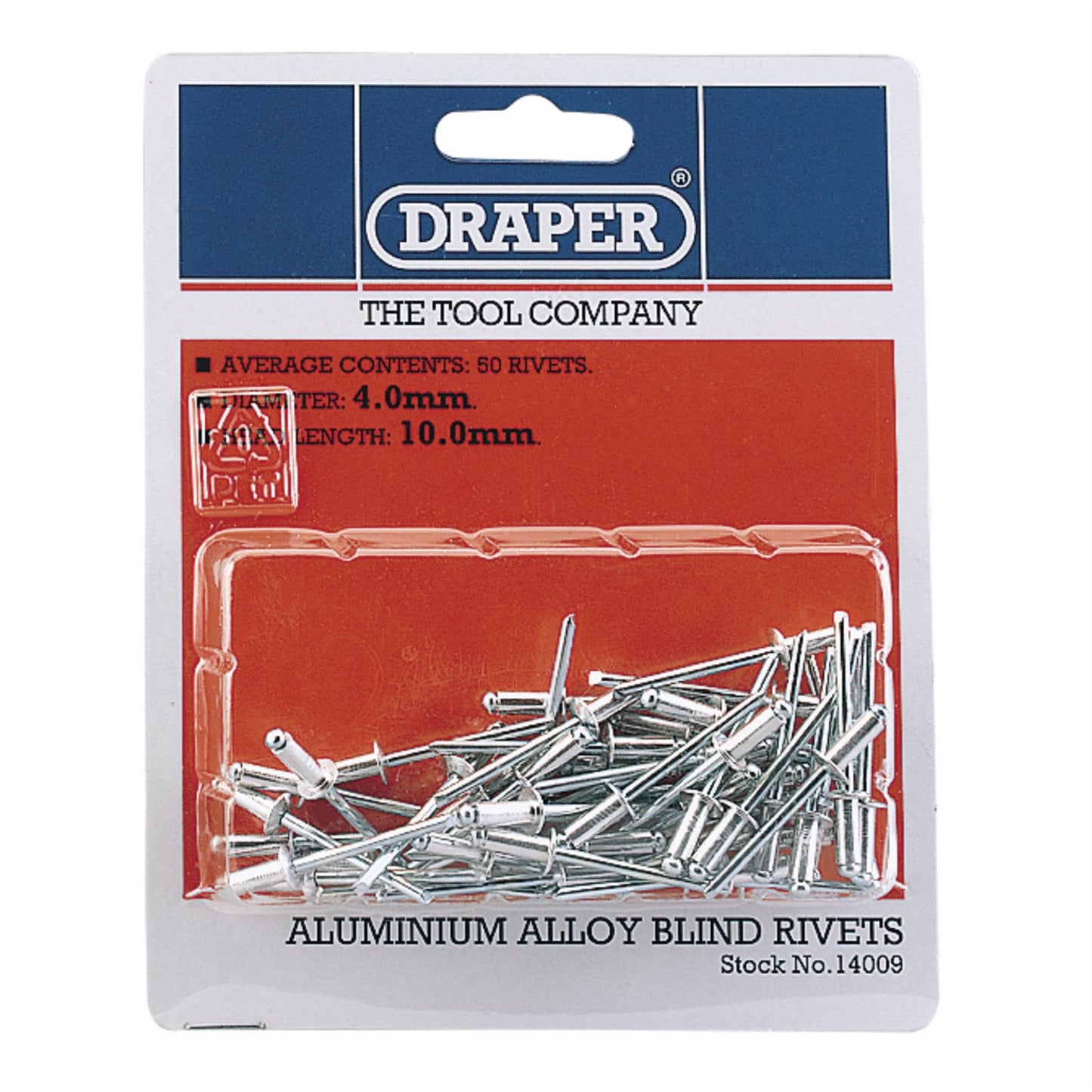 Draper 14009 Blind Rivets 4 x 10mm 50 Piece Draper