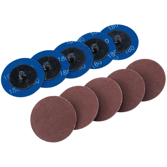 Draper 75612 Aluminium Oxide Sanding Discs 50mm 180 Grit Pack of 10 Draper