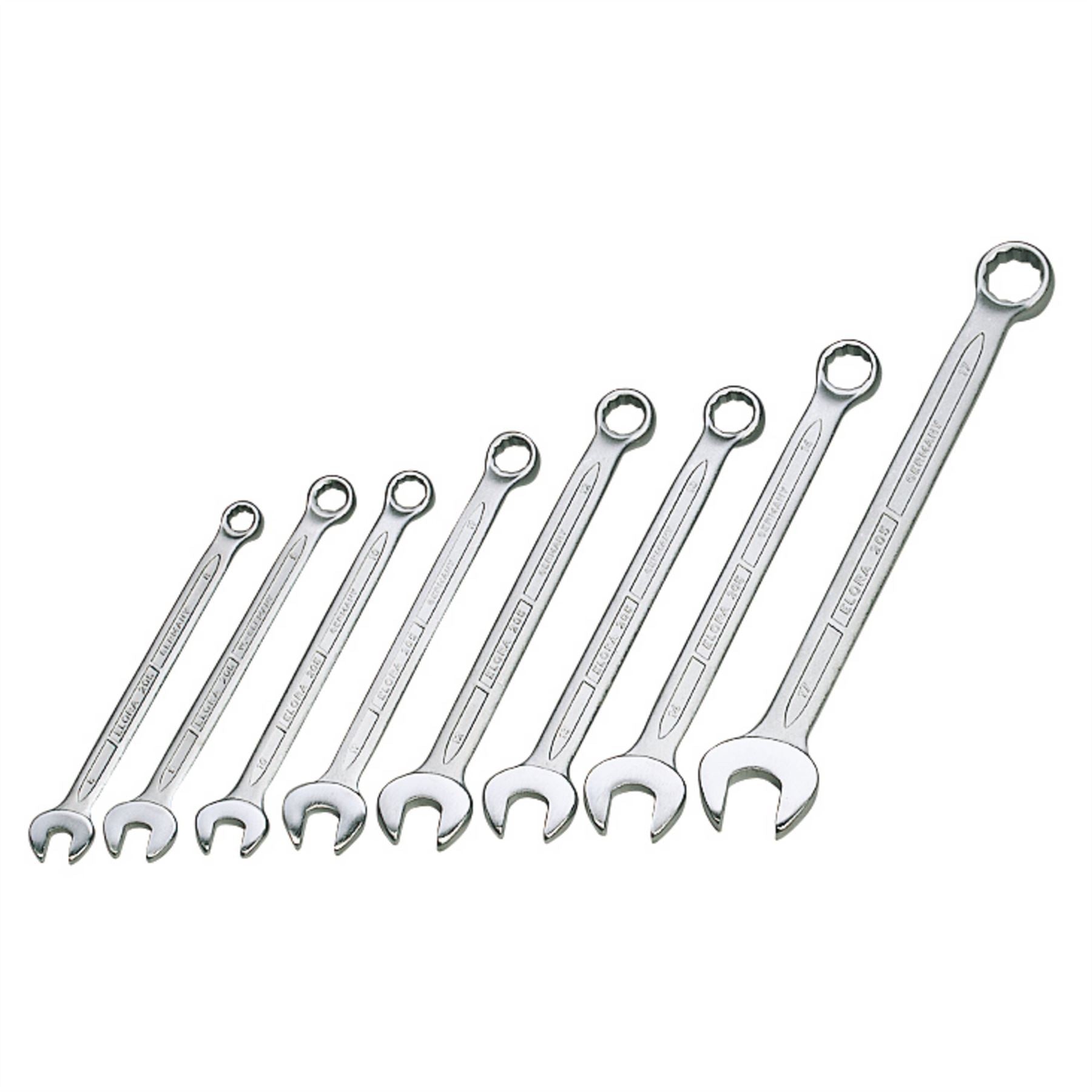Elora 13710 Long Metric Combination Spanner Set 8 Piece Elora