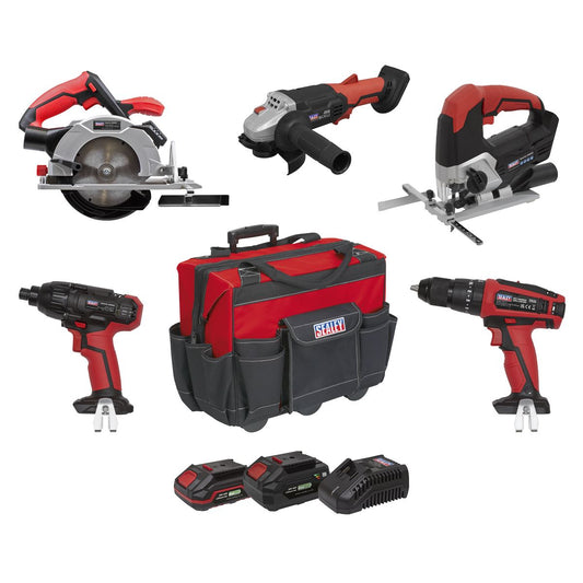 Sealey CP20VCOMBO13 5 x 20V SV20 Series Cordless 5 Tool Combo Kit - 2 Batteries Sealey