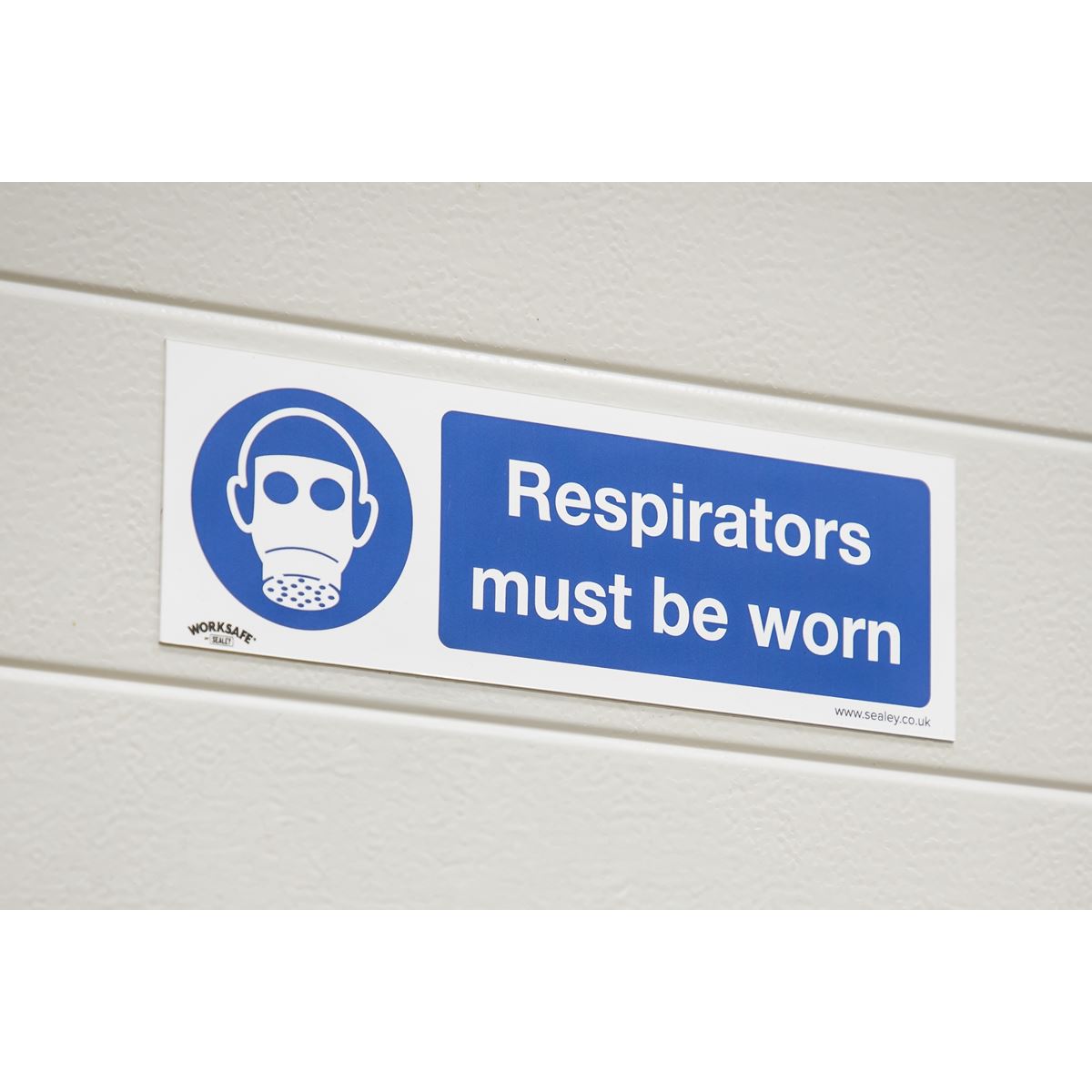 Sealey SS56V1 Mandatory Safety Sign - Respirators Must Be Worn - Self-Adhesive Vinyl Sealey