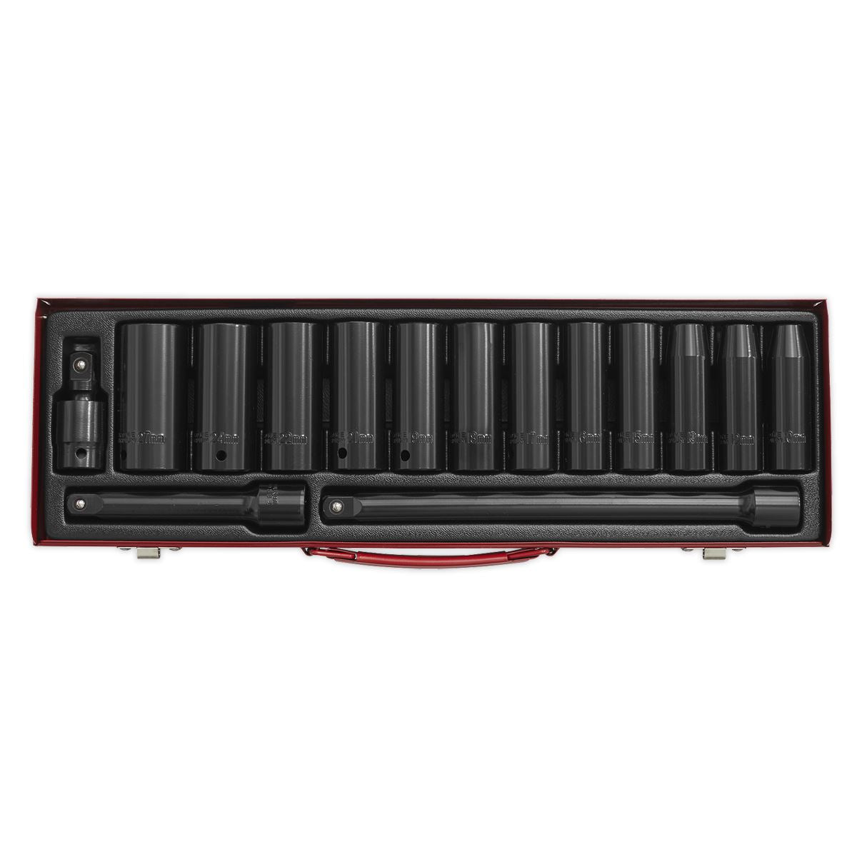 Sealey AK5815M Impact Socket Set 15pc 1/2"Sq Drive Deep Metric Sealey